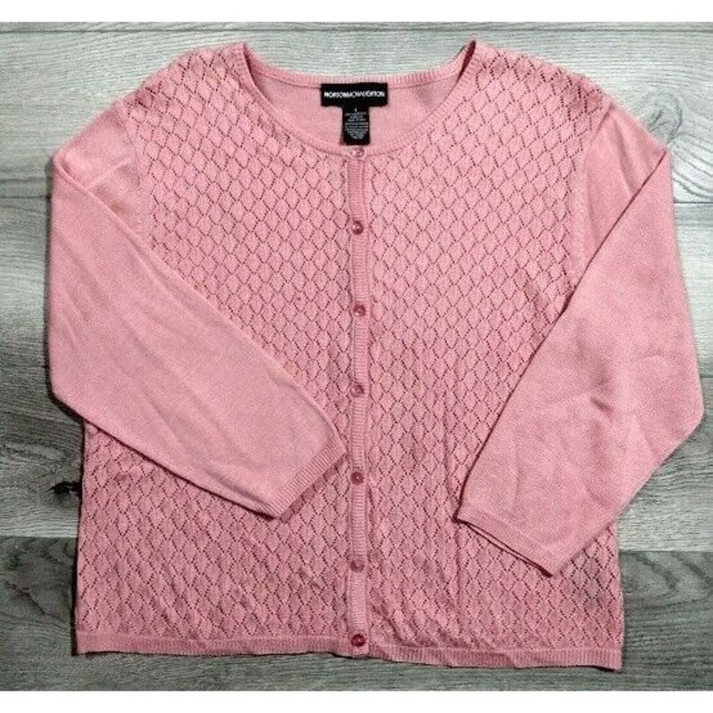Norton Mcnaughton Long Sleeve Button Up Front Lace Cardigan Sweater Womens Large